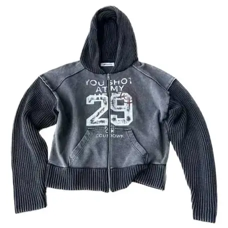 KLICK CLAK Washed Bullseye Zip-Up Hoodie