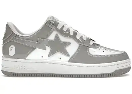 A Bathing Ape Bape Sta Patent Leather White Grey
