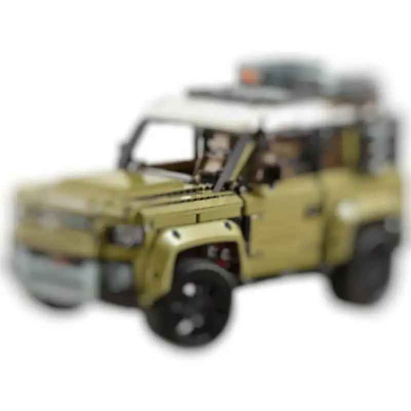 Large-scale, complex build: LEGO Technic-compatible Land Rover Defender off-road vehicle.