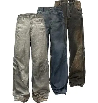 JCAESAR Scratched Baggy Jeans (3 Variants)