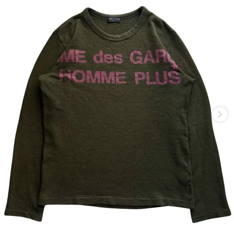 Comme des Garcons Homme Plus red font black long sleeve vintage tee