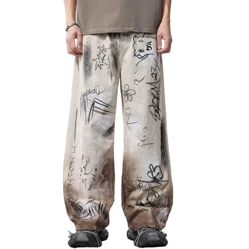 Hand-painted graffiti jeans