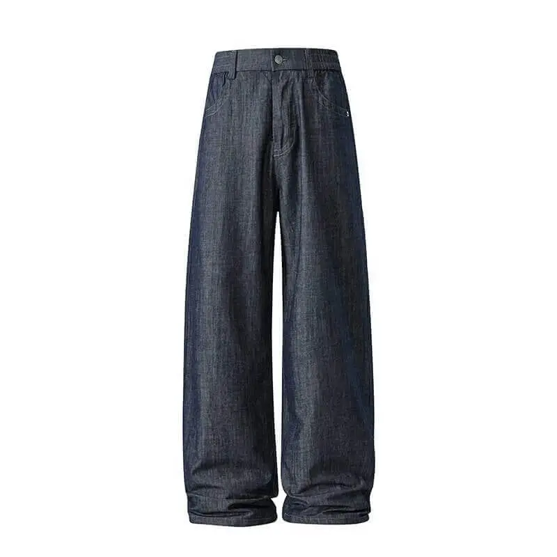 Straight-leg cotton-linen jeans