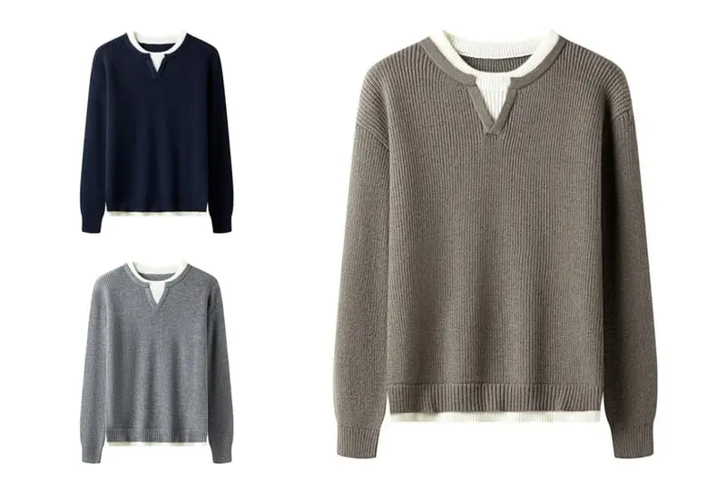 Faux two-piece sweater