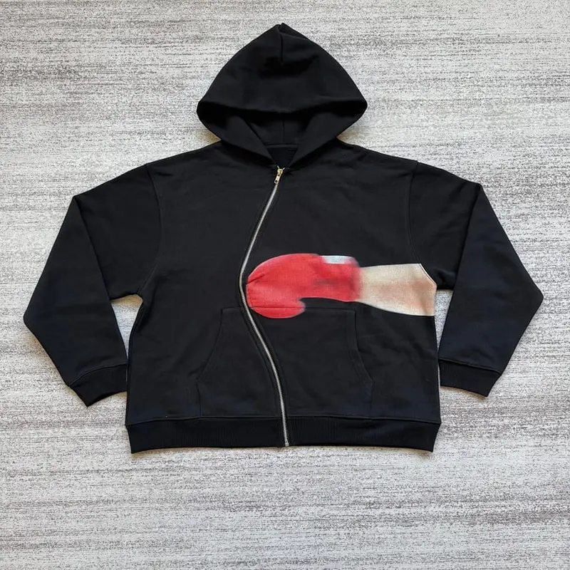 Boxing Print-Wave Zipper Hoodie