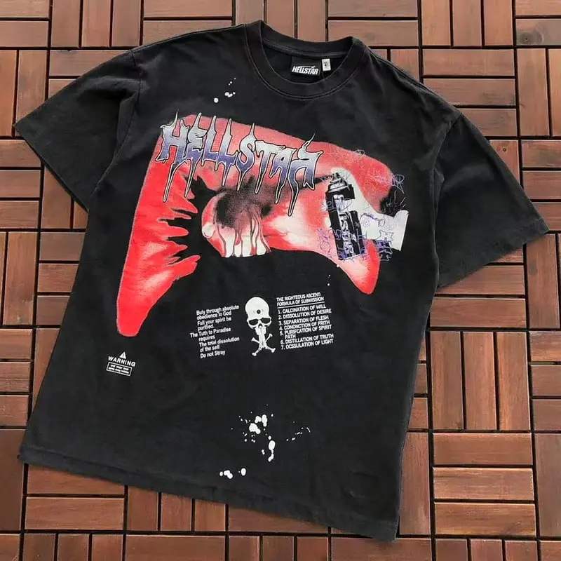 ￥~89 HELLSTAR T-SHIRT 77072267 (im 185CM 80KG iwear size M in the photo)