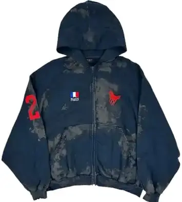 Balenciaga Dirty Blue Polo Zip-Up Hoodie