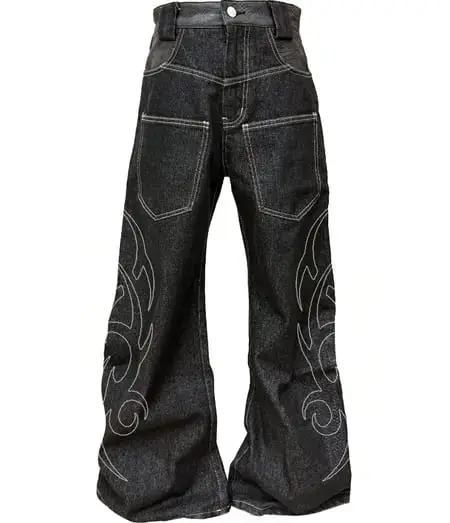 DETW Raw Denim Tribal Pattern Baggy Jeans