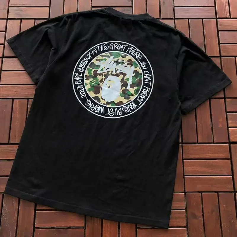 ￥~75 BAPE & ST🔥S🔥Y T-SHIRT 66072211 (im 185CM 70KG iwear size S in the photo)