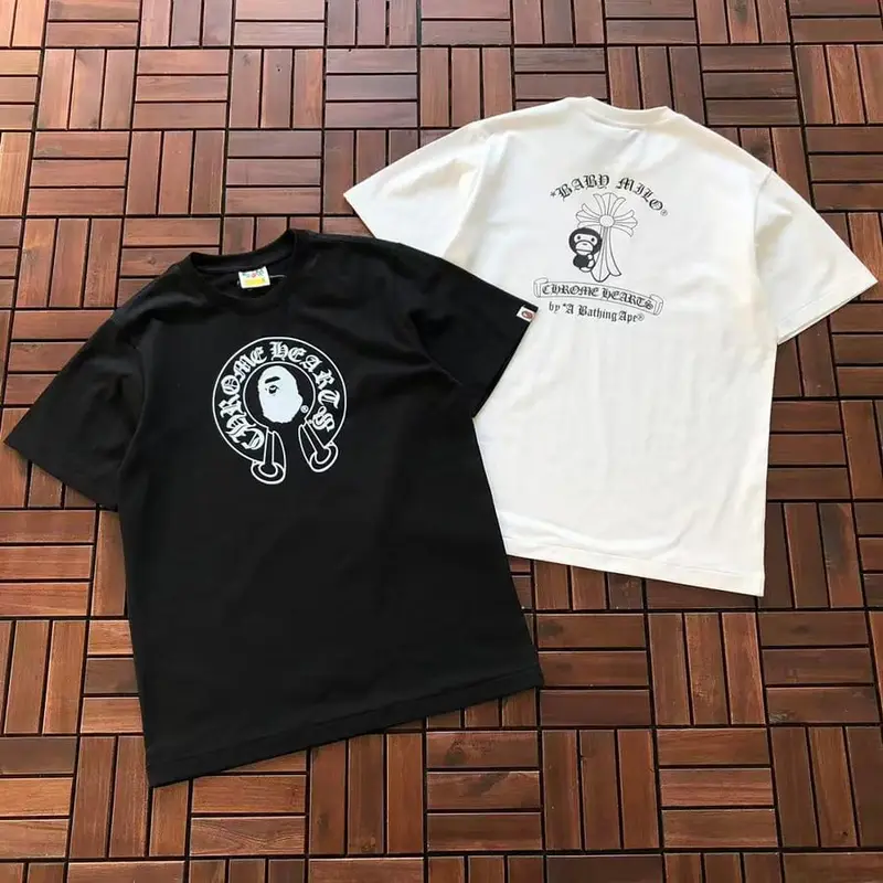 ￥~109 BAPE & CH🔥OM🔥 HE🔥RTS T-SHIRT 55010305 (im 185CM 70KG iwear size M in the photo)
