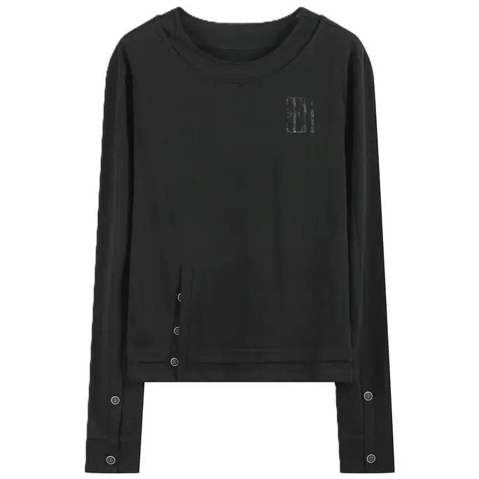 noEmosen Black Two Piece Long Sleeve
