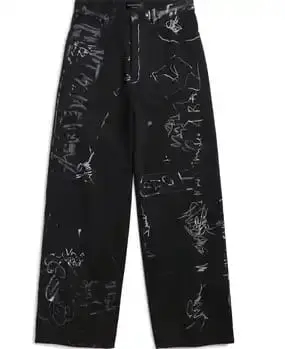 Balenciaga Baggy Black Grafitti Jeans