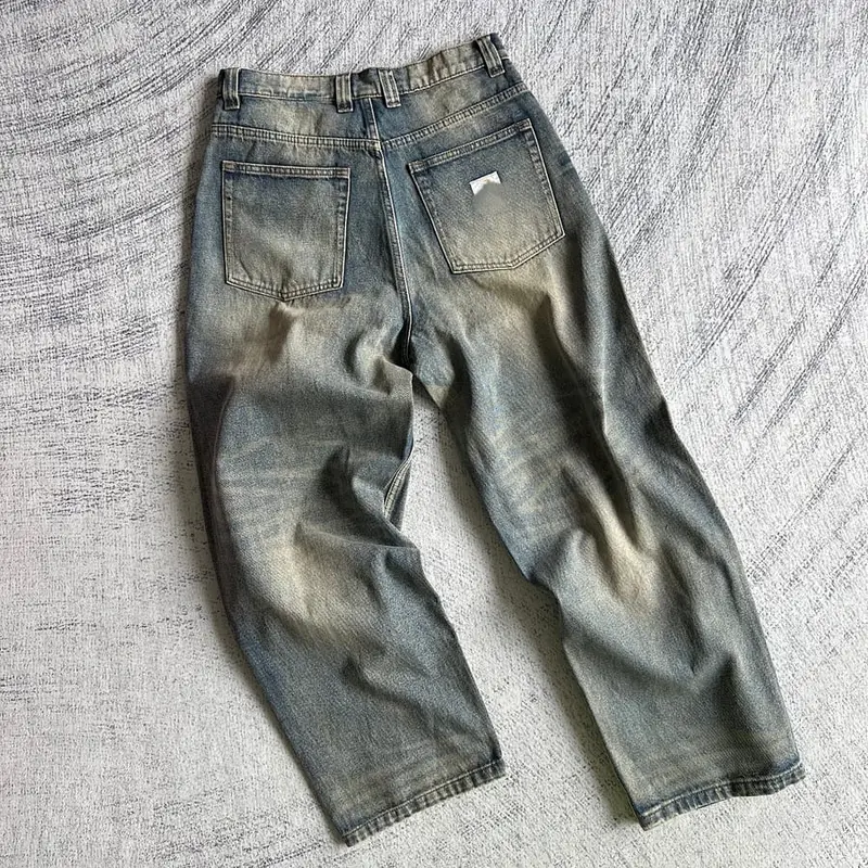 Car Distressed Vintage Washed Blue Jeans