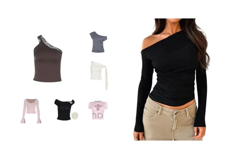Off the shoulder short sleeved shirt
