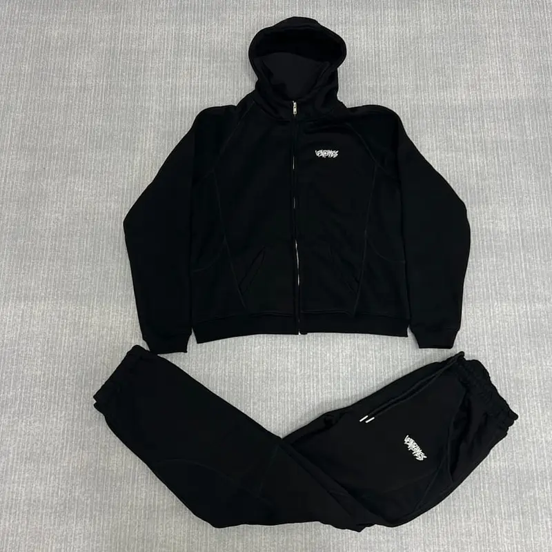 Upinflames Black Hoodie Set