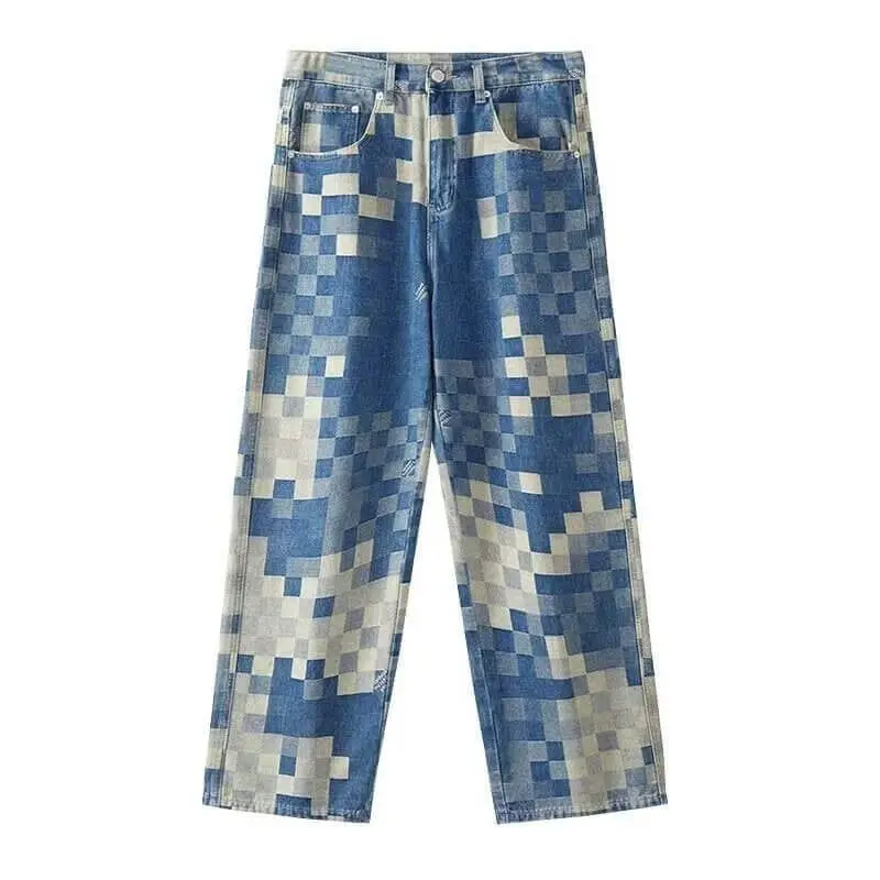 Mosaic checkerboard jeans