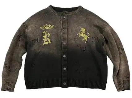 KLICK CLAK Distressed Washed Knit Cardigan