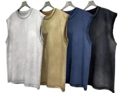 Unbranded Blank Washed Sleeveless Tees