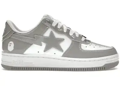 A Bathing Ape Bape Sta Patent Leather White Grey