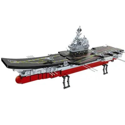 Compatible with LEGO: Wooden aircraft carrier, military warship, and aircraft assembly set.