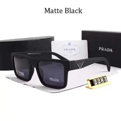 Prada Matte black polarized square-frame sunglasses