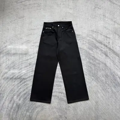 B*RLINC UNIFORM CUT MATTE BLACK JAPANESE SELVEDGE JEANS