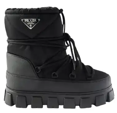 Prada Monolith Padded Nylon Black Snow Boots