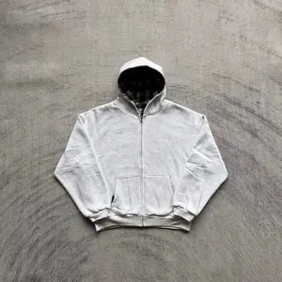 V*K Reversible Plaid Zip-Hoodie V2（Light Grey/ Faded Navy）
