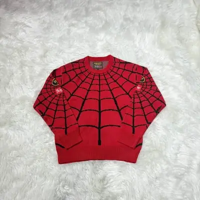 Supreme Spiderman Knit Sweater (Red）