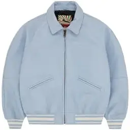 Corteiz Leather Jacket Light Blue