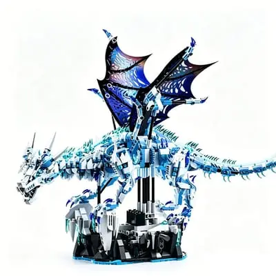 Lego-style Ice Dragon Model: Challenging Building Block Set ?C Educational Toy, Gift, and Light-Up Display Piece