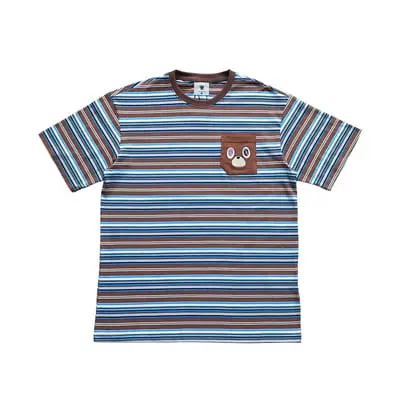 Embroidered Bear Pocket Stripe Tee - Blue