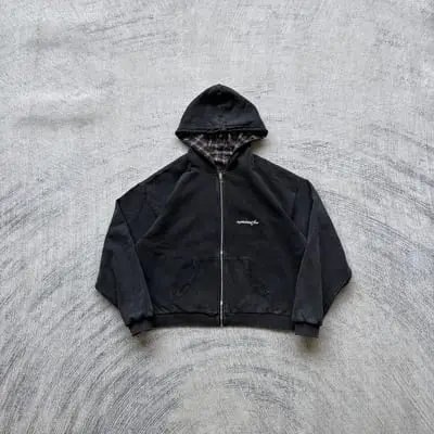 Ex*eriment 5 reversible plaid zip hoodie