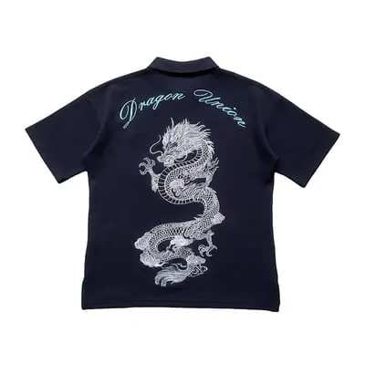 Boxy Dragon Embroidery Polo - INDIGO