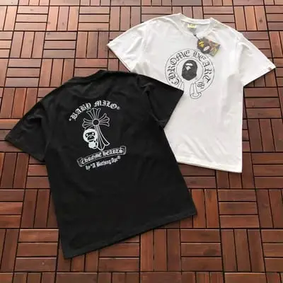 ￥~75 BAPE & CH🔥OM🔥 HE🔥RTS T-SHIRT 66071402(im 185CM 70KG iwear size M in the photo)