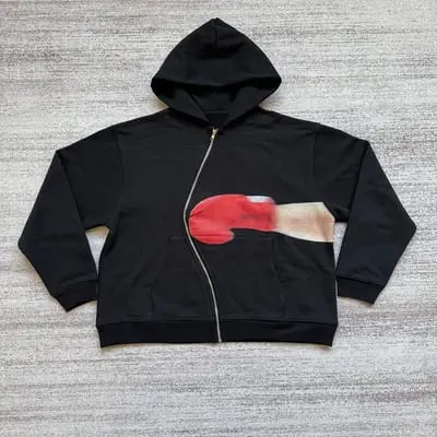 Boxing Print-Wave Zipper Hoodie