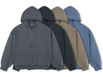 Unbranded Blank Washed Zip-Up Hoodies #1