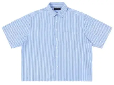 Union Kingdom Boxy Fit Button Up Shirt Light Blue