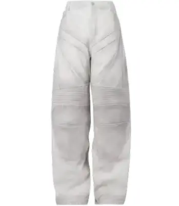 Balenciaga White Baggy Biker Leather Pants
