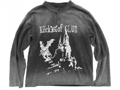 KLICK CLAK Washed Black Waffle Knit Sweater