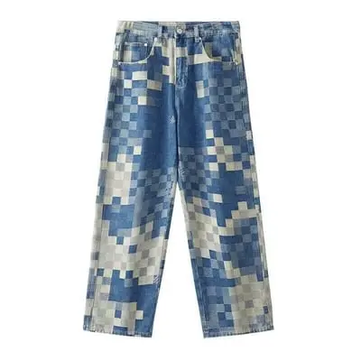 Mosaic checkerboard jeans