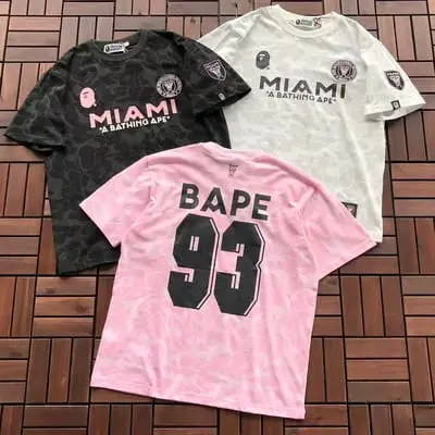 ￥~99 BAPE & INTER MIAMI T-SHIRT 55040716 (im 185CM 80KG iwear size M in the photo)
